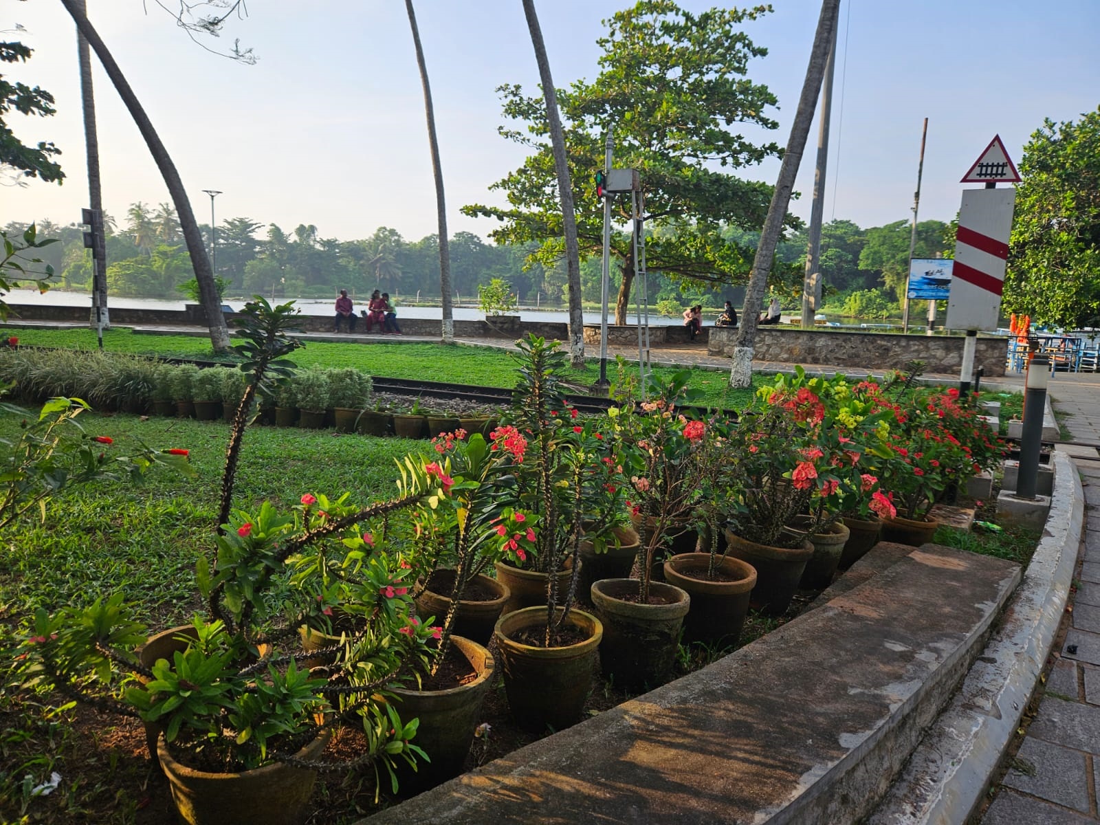 Tranquil lake and recreational area at Veli Tourist Village, Kerala